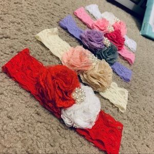 5 Fancy Baby Girl Headbands NWOT